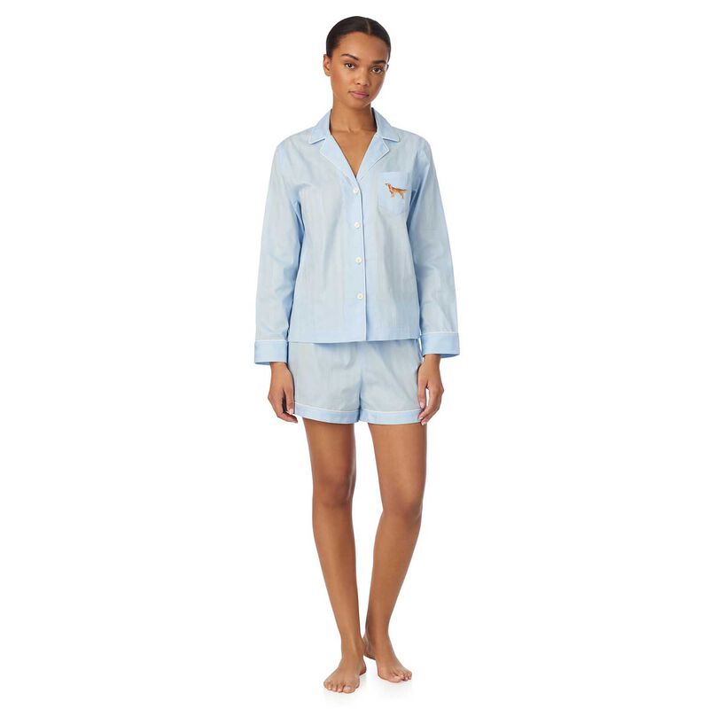 Lauren Ralph Lauren Cotton Dobby Sateen L/S Notch Collar Boxer Pajama Set image number 0